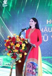 Th.s, Hoa hậu Lê Thị Thơ tại buổi họp báo công bố bản quyền cuộc thi Hoa hậu Doanh nhân Hoàn vũ Việt Nam 2025