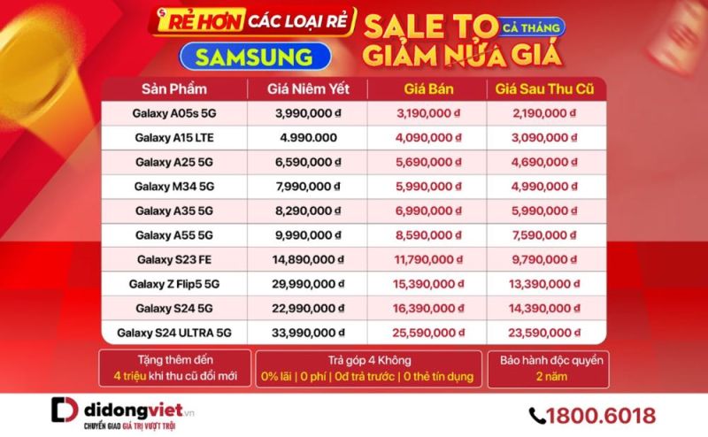 Samsung &ldquo;sale to giảm nửa gi&aacute;" tại Di Động Việt